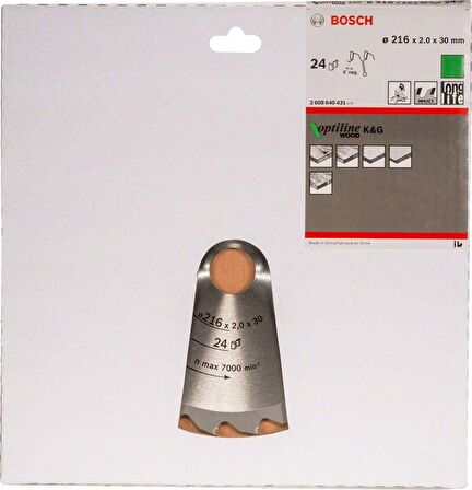 Bosch Optiline 216x30 mm-24 Diş Ahşap için Daire Testere Bıçağı 2608640431